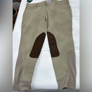 Dover Saddlery Wellesley Competition Knee Patch Breeches Tan Size 36.